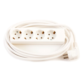 SSE-INT PRO ELEC 4 Gang Schuko Euro Extension Lead, White, 3m Lead -